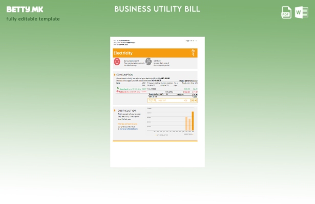 Модерен стил Шаблон на страницата за деловна сметка за комунални услуги на ком 1